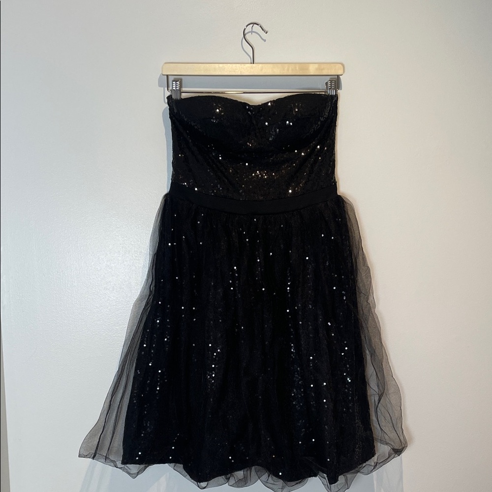 Ark & Co Black Strapless Sequin Cocktail Dress